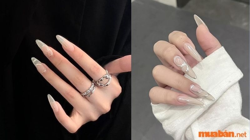 Mẫu nail trắng trong sang trọng 2