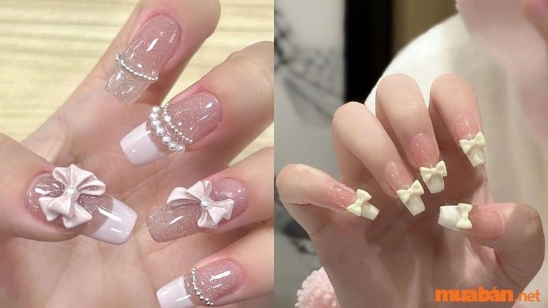 Nail màu trắng sang chảnh dành cho cô dâu 3