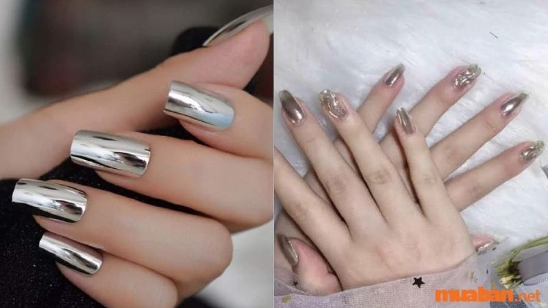 Nail màu trắng tráng gương 1