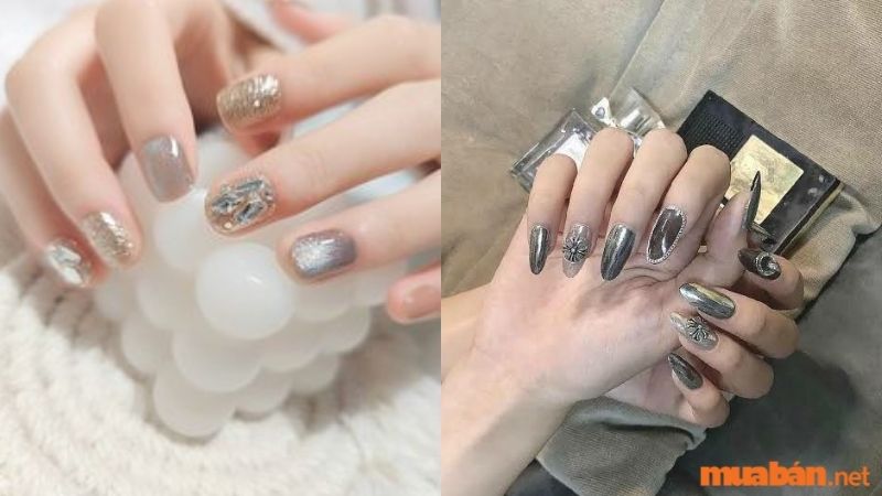 Nail màu trắng tráng gương 3