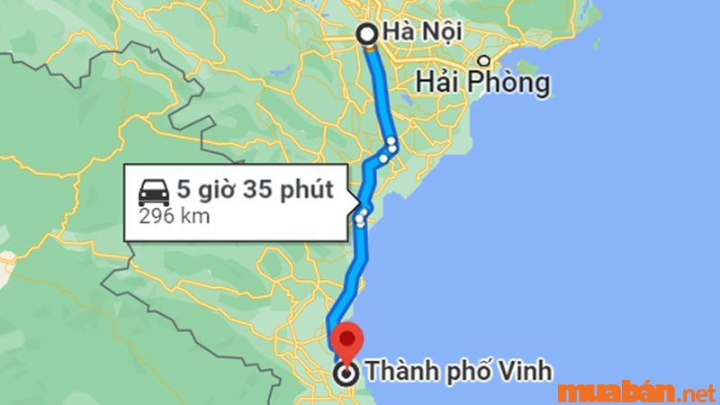 Thông tin về lộ trình đi Hà Nội - Vinh