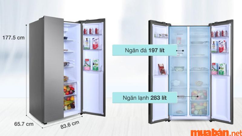 Tủ lạnh 2 cánh giá dưới 15 triệu SBS Aqua Inverter 480 lít AQR-S480XA(SG)