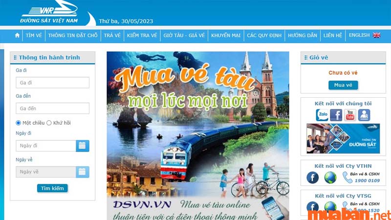 Trang website chính thức của Tổng Công ty đường sắt Việt Nam