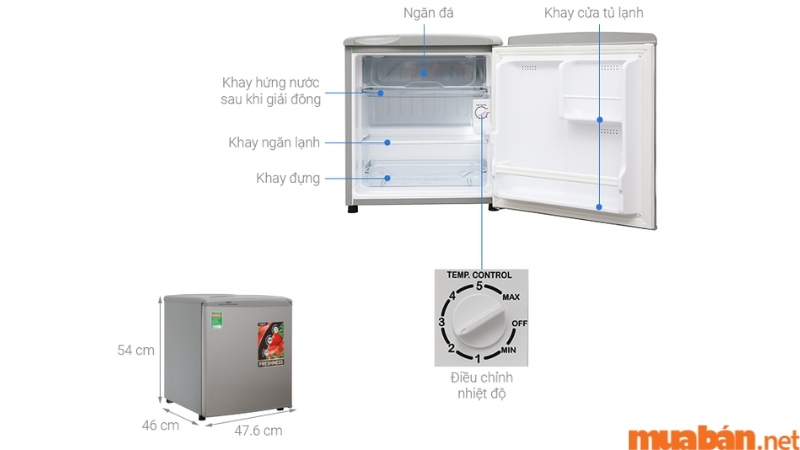 Aqua 50 lít AQR-55ER là mẫu tủ lạnh giá rẻ dưới 2 triệu đáng mua nhất hiện nay