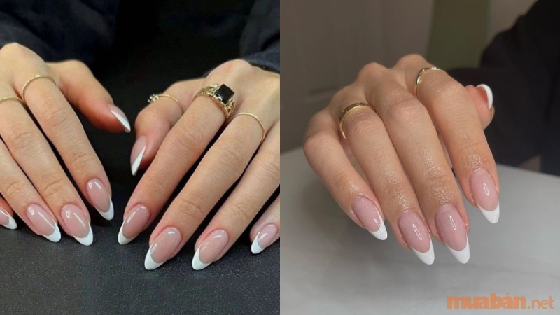 Mẫu nail hồng phối frend đầu móng trắng