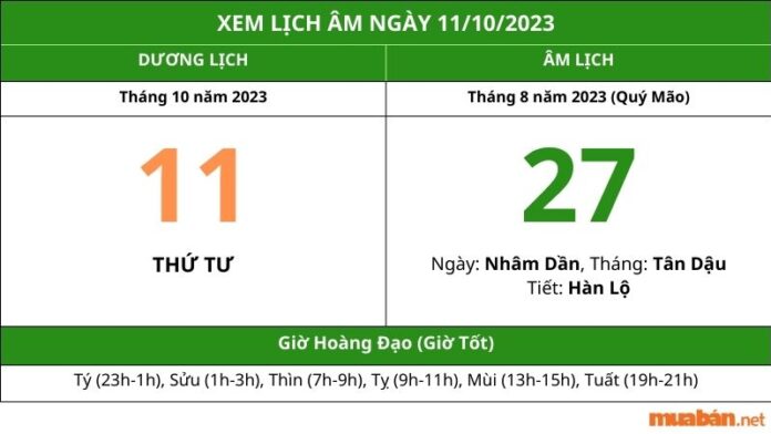 Xem ngày 11 tháng 10 năm 2023 tốt hay xấu