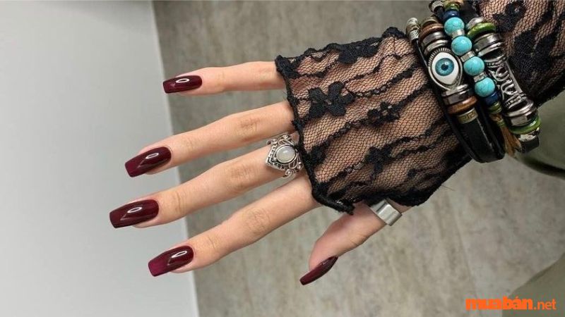 Mẫu nail đỏ rượu 1