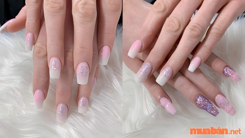 Mẫu nail chanel ombre trắng hồng (Nguồn tham khảo: Sam&Amy Nail Salon)