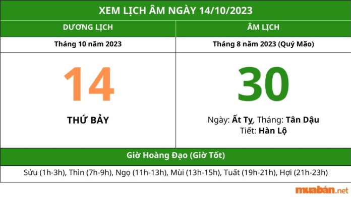 Xem ngày 14 tháng 10 năm 2023 tốt hay xấu