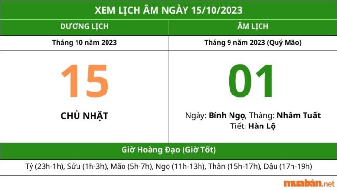 Xem ngày 15 tháng 10 năm 2023 tốt hay xấu