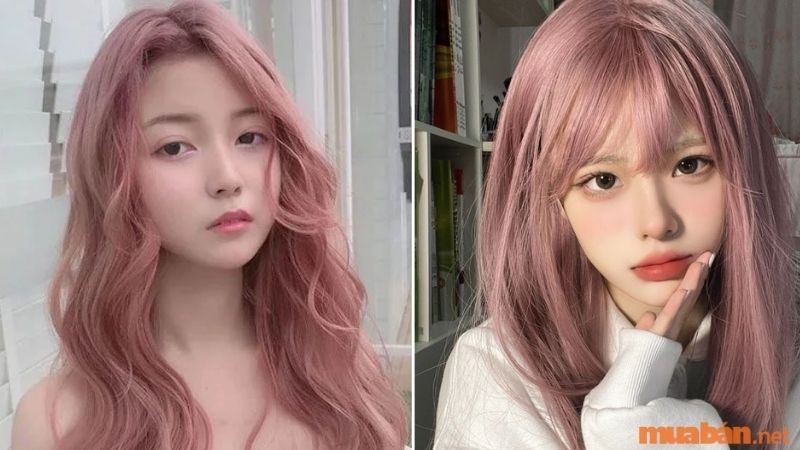 Nhuộm tóc màu hồng khói giúp khuôn mặt trẻ trung và nữ tính hơn