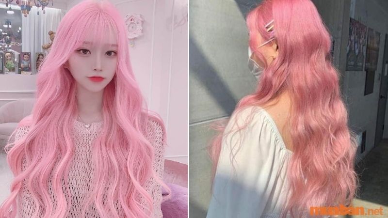Nhuộm tóc hồng pastel giúp các cô nàng trông nữ tính, ngọt ngào