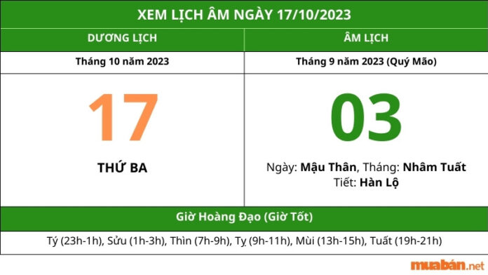 Xem ngày 17 tháng 10 năm 2023 tốt hay xấu