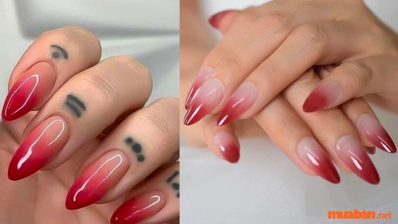 Mẫu nail đỏ ombre