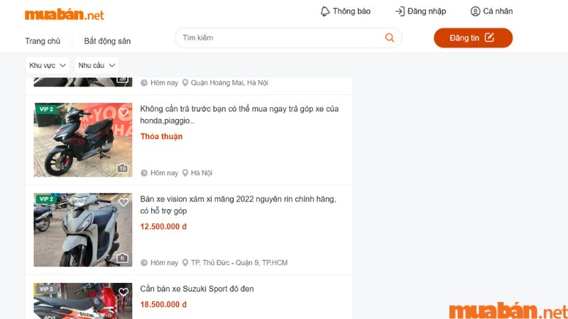 Tại website Muaban.net, các tin đăng về các dòng xe máy cũ, giá rẻ luôn được cập nhật hàng ngày.