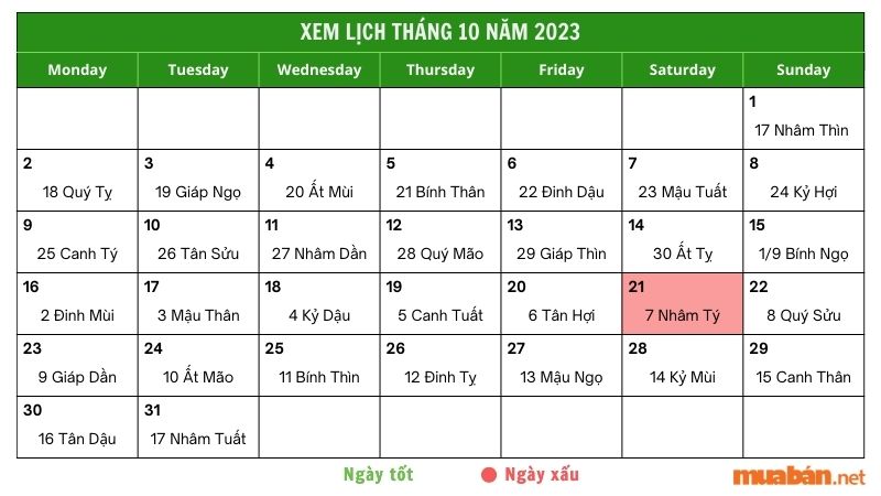 Ngày 21/10/2023 là ngày tốt hay ngày xấu