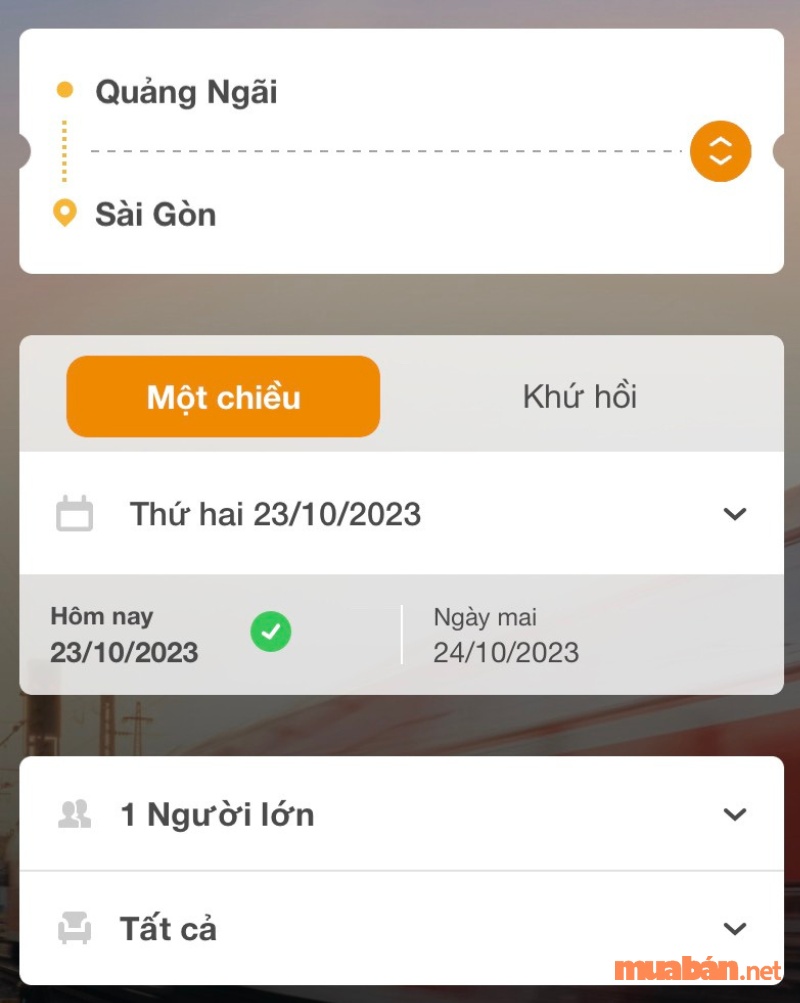 Mua vé tàu Quãng Ngãi Sài Gòn bằng ví điện tử/ app mobile banking