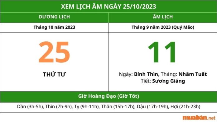 Xem ngày 25 tháng 10 năm 2023 tốt hay xấu