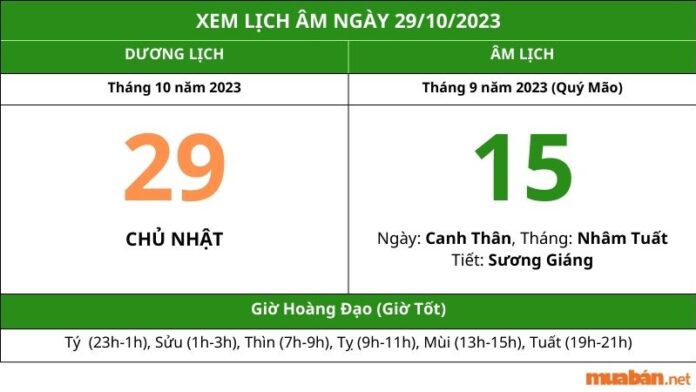 Xem ngày 29 tháng 10 năm 2023 tốt hay xấu