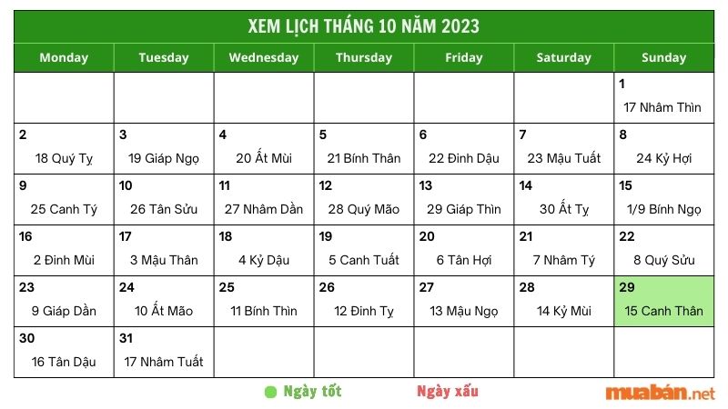 Ngày 29/10/2023 là ngày tốt hay ngày xấu