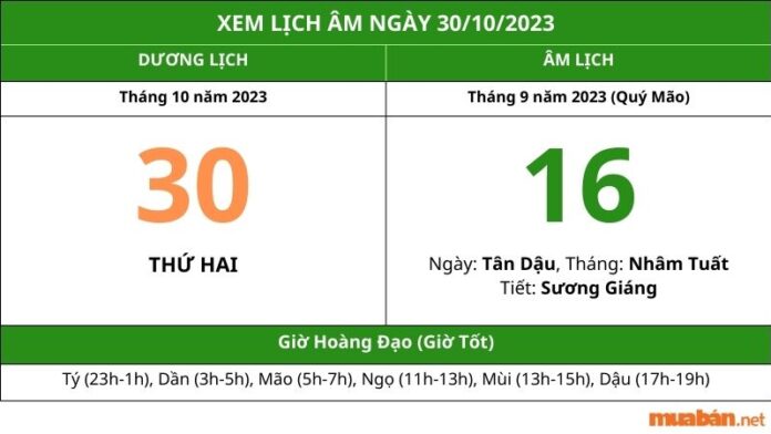 Xem ngày 30 tháng 10 năm 2023 tốt hay xấu