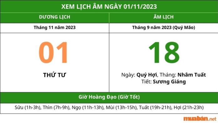 Xem ngày 1 tháng 11 năm 2023 tốt hay xấu