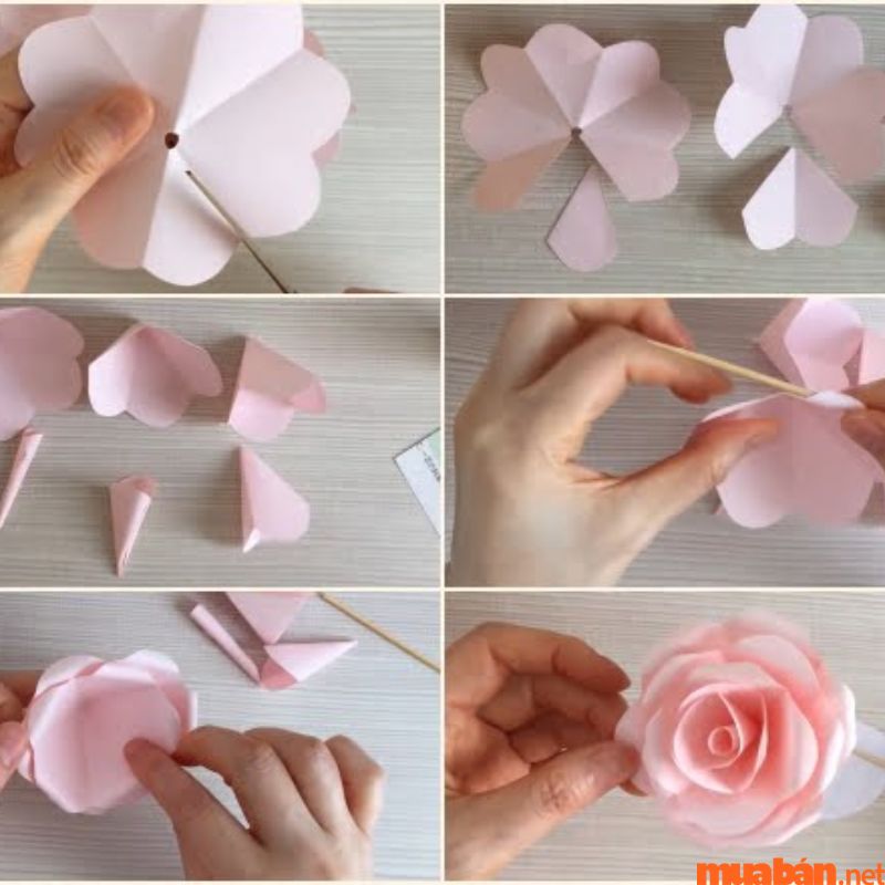 Các bước làm hoa từ giấy cứng
