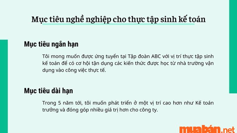 Mẫu mục tiêu kế toán cho sinh viên mới ra trường