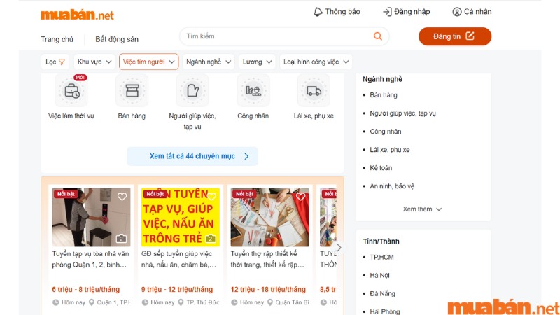 Muaban.net là một trong những website rao vặt uy tín hàng đầu Việt Nam, luôn cập nhật các tin đăng mỗi ngày