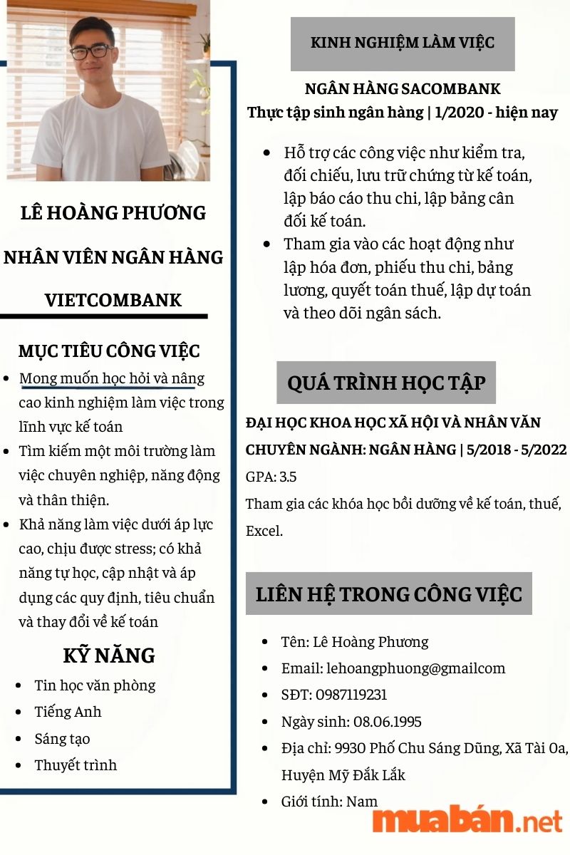 Mẫu CV xin việc ngân hàng Vietcombank