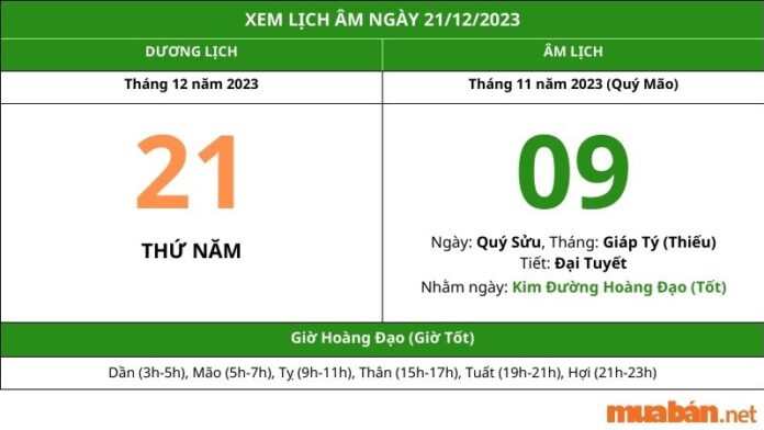 Xem lịch âm hôm nay ngày 21/12/2023