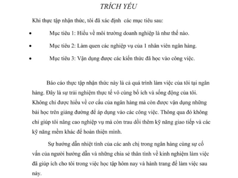 Mẫu viết trích yếu trong báo cáo (Nguồn tham khảo: fr.slideshare.net)