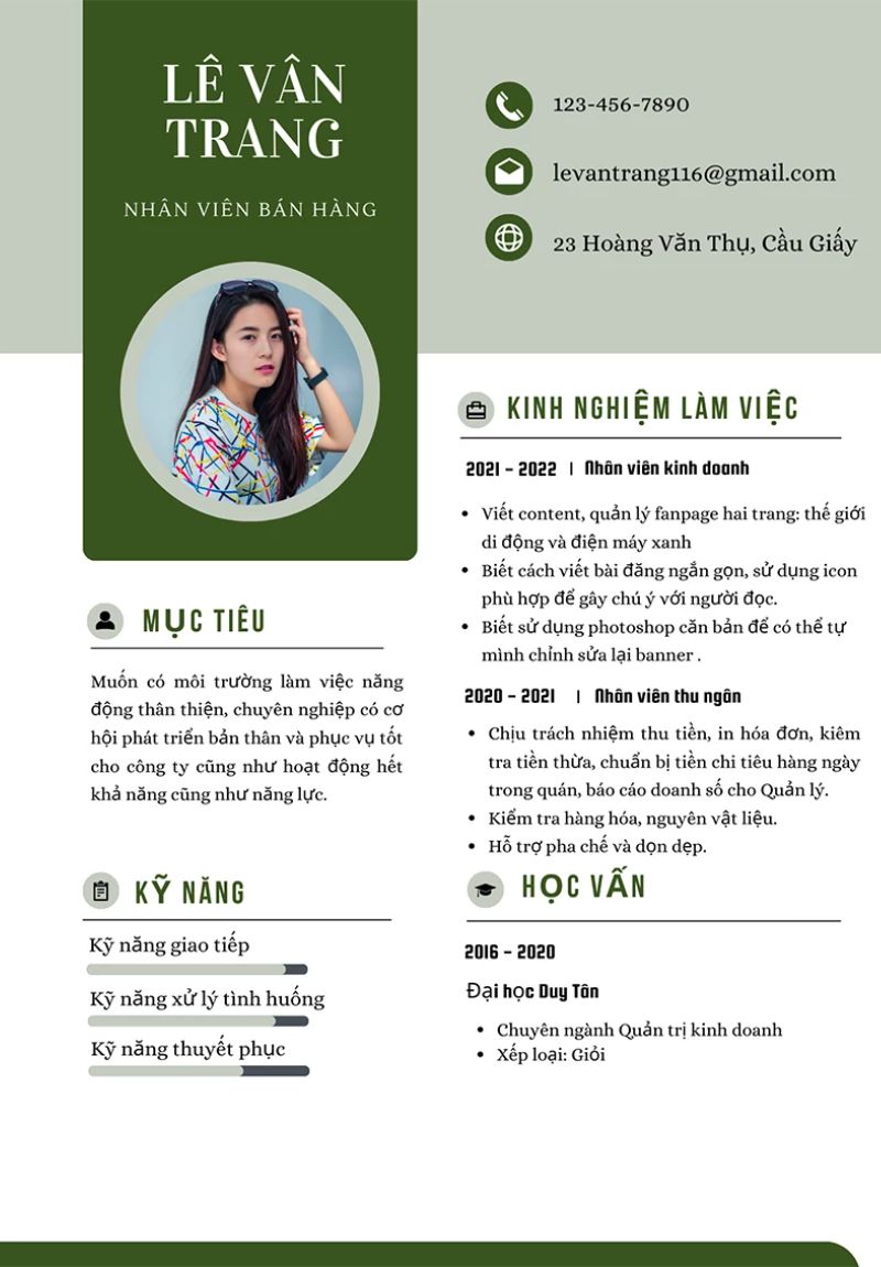 Mẫu CV xin việc sale 7 (Ảnh: Sưu tầm)