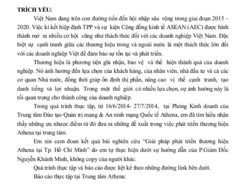 Mẫu trích yếu báo cáo thực tập sư phạm tiểu học (Nguồn: tsgx.vn)