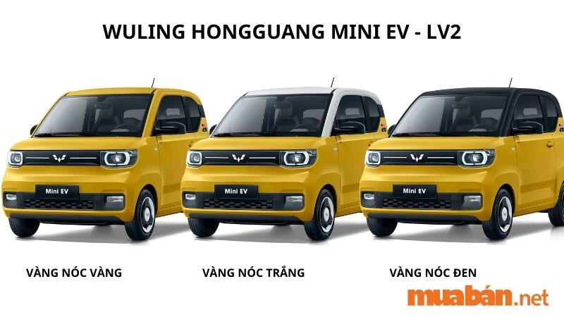 Wuling HongGuang Mini EV - LV2 màu vàng chanh với 3 lựa chọn ngoại thất