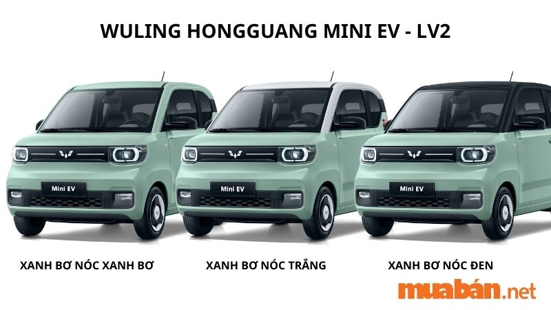 Wuling HongGuang Mini EV - LV2 màu xanh bơ với 3 lựa chọn ngoại thất