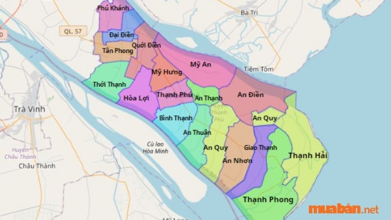Tại tỉnh Bến Tre, có 9 đơn vị hành chính huyện