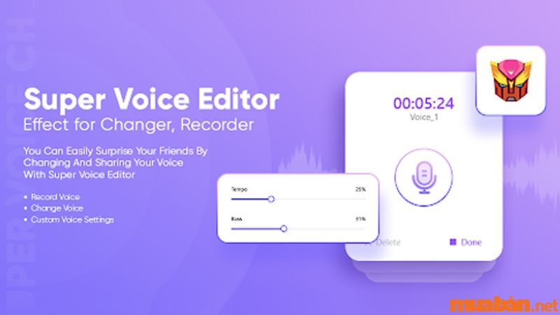 Super Voice Editor là ứng dụng chỉnh sửa và biến đổi giọng nói dành cho các thiết bị Android