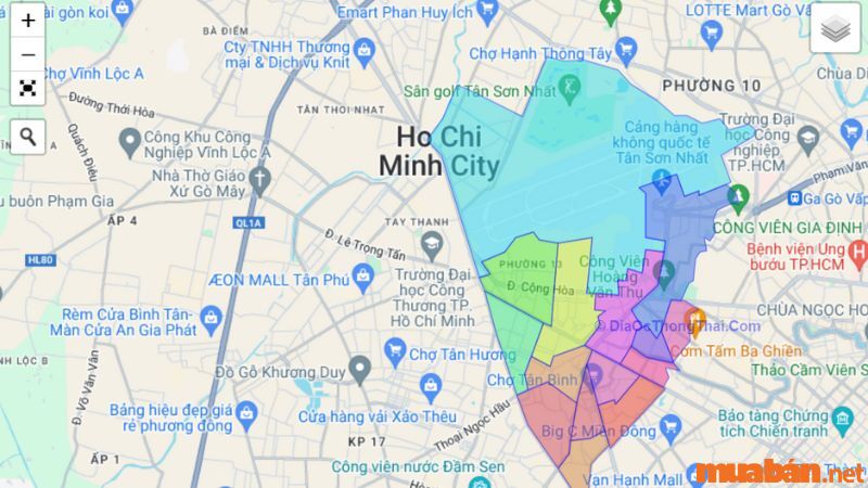Quận Tân Bình có bao nhiêu phường? Bản đồ hành chính quận Tân Bình