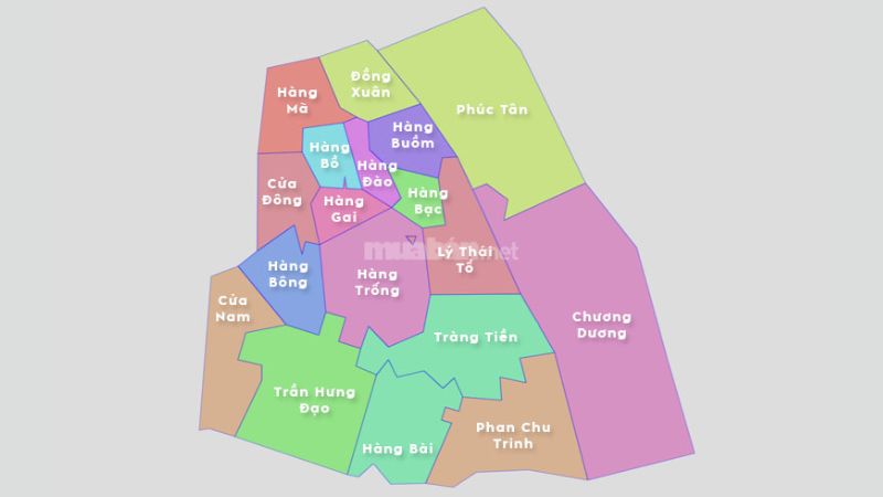 Bản đồ 18 phường của quận Hoàn Kiếm