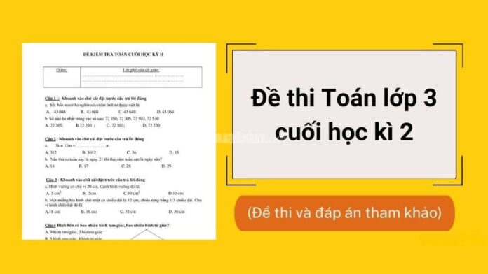 Đề thi toán lớp 3 học kì 2