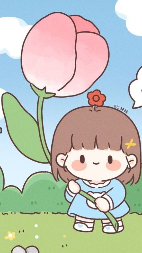Hình nền bé gái cầm bông hoa