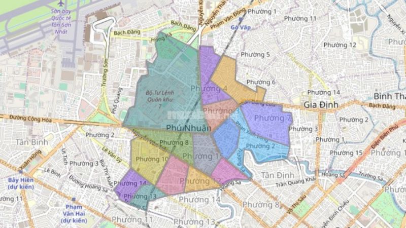 Bản đồ hiện tại quận Phú Nhuận