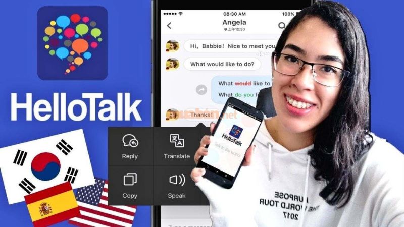 HelloTalk hỗ trợ thực hành giao tiếp các cuộc hội thoại thực tế với bạn bè trên toàn thế giới
