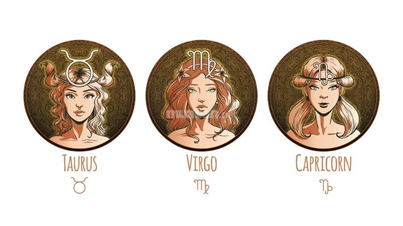 Nhóm cung Đất bao gồm Kim Ngưu (Taurus), Xử Nữ (Virgo) và Ma Kết (Capricorn)