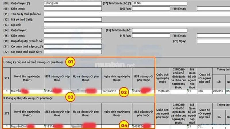 Xem các thông tin của người phụ thuộc