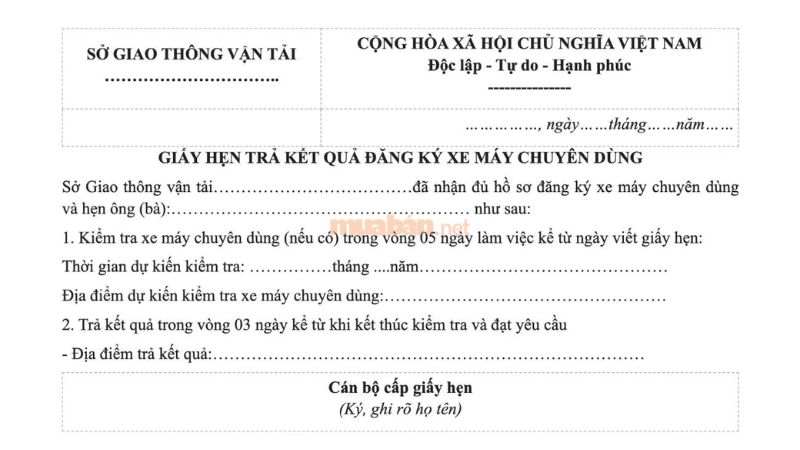 Đăng ký biển số xe và cấp giấy hẹn