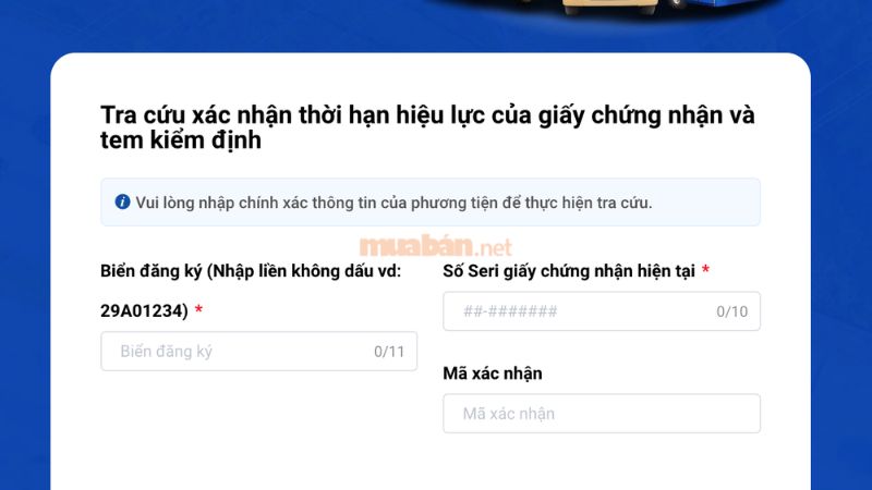 Nhập đầy đủ thông tin theo hướng dẫn