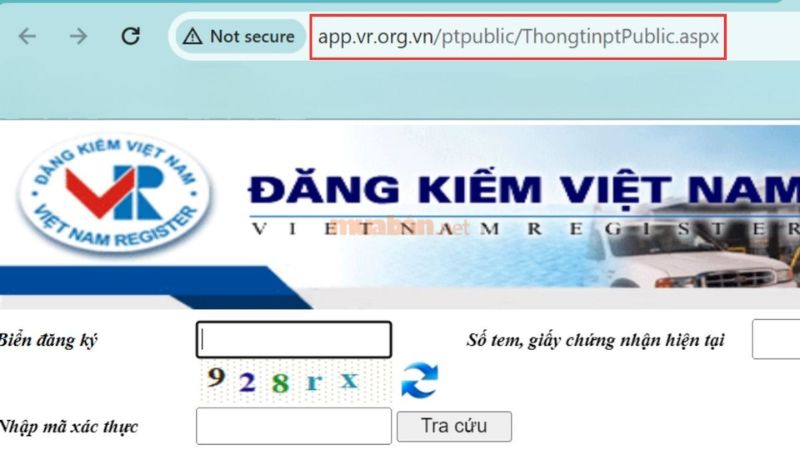 Giao diện website trang Đăng kiểm Việt Nam - Nguồn: Internet