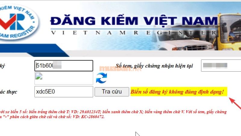 Màn hình tra cứu biển số xe ô tô tại Cục đăng kiểm Việt Nam